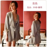 Guiruo brand European and American sexy deep V satin lace pajamas with open back suspender pajamas, pajamas, and home clothing set 267