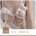 Guiruo Fun Lingerie Women's Uniform Sexy Temptation Tassel Lace Bow Tie Accessories Pair of Breast Patch 770