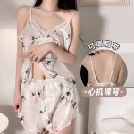 Guiruo Spring/Summer Sexy Printing Solid Color Pajamas Comfortable Large Strap Shorts Home Suit Set Issued on behalf of 19070