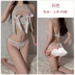 Guiruo Sexy Mesh Perspective Hot and Spicy Hollow Open Crotch No Release Passion Three Point Temptation Uniform Women's Set 1618