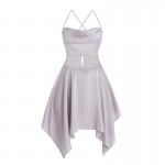 Guiruo Sexy Backless Temptation Ice Silk Pajamas Mesh Perspective Temptation Sling Skirt Outer Robe Home Suit Set 3254