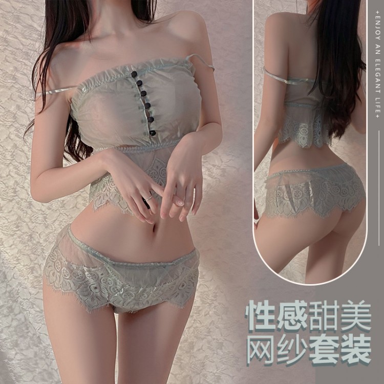 Guiruo Sexy Mesh Perspective Temptation Split Sweet Lace Waist Temptation Home Fur Women's Set Sent on behalf of 315