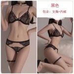 Guiruo Fun Underwear New Sexy Lace Perspective Attractive Hot Hollow Three Point Passion Uniform Set 1129