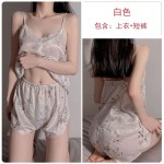 Guiruo Spring/Summer Sexy Printing Solid Color Pajamas Comfortable Large Strap Shorts Home Suit Set Issued on behalf of 19070