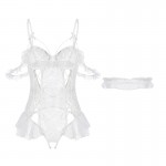 Guiruo Fun Lingerie Sexy Mesh Perspective Lace Lace Lace Strap Open Stop One Piece Women's Uniform Set 2390