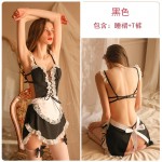 Guiruo Fun Lingerie Sexy Strap Attractive Sweet Lace Perspective Maid Off Back Bed Uniform Set 1668