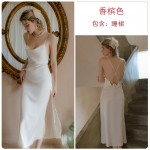 Guiruo Fashion Stacked Collar Cross Lacing Open Back Sexy High slit Sleeping Dress Home Suit Set Q3414