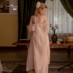 Rose Like Spring/Summer Sexy Long Solid Color Sweet Sleepwear Pure Desire Wind Mesh Outer Robe Women's Home Fur Set P2802