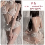 Guiruo Fun Lingerie Sexy Network Gauze Strap Transparent Binding Rabbit Girl Passion Three Point Uniform Set 469