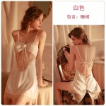 Guiruo Brand Sweet Lace Pajamas Women's Open Back Ultra Short Solid Color Suspended Sleepwear Home Suit Set Issued on behalf of 1609