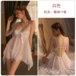 Guiruo Fun Underwear Sexy Hollow out Steel Ring Suspender Sleeping Dress Hot Split Elastic Mesh Uniform Set 2378