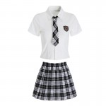 Guiruo Brand Fun Underwear Classic Academy Style Black and White Plaid Hot Short Skirt Temptation Women's Uniform Set 2898