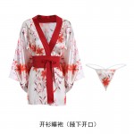 Guiruo Fun Underwear Sexy Printing Temptation Short Cardigan Kimono Japanese Strap Bed Uniform Set 1567