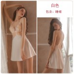 Guiruo Brand's New Lace Embroidery Private Room Pajamas with Open Back and Chest Cushion Suspended Sleeping Dress Home Suit Set 1614