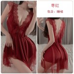 Ruo Ruo Sweet Casual Pajamas Open Back Temptation Wave Dot Mesh Sling Sleepwear Women's Cute Home Furnishing Set 730