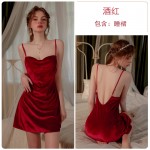 Guiruo Brand French Velvet Sexy Open Back Private Room Pure Desire Sleeping Dress Simple Outer Robe Women's Home Fur Set 2821