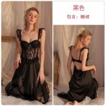 Guiruo Brand Sexy Mesh Sling Sleeping Dress Chest Pad Gathering Steel Ring Mesh Outer Robe Home Furnishing Set J2670