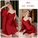 Qiruo Brand Autumn and Winter New Nightwear Sexy Deep V Suspended Sleepwear Home Suit Set Can Be Outworn and Outworn 1477