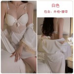 Guiruo Sexy Gathering Pajamas with Chest Pads and Steel Rings Large Hanging Pajama Dress Outer Robe Women's Home Furnishing Set 2044