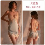 Guiruo Fun Lingerie Sexy and Sexy, Sexy and seductive Lace Teasing Lace Lace Lace Lace Lace Strap Sleeping Dress Home Suit Set 966