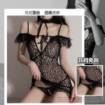 Guiruo Brand Spring and Summer Women's Sexy Lace Transparent Hot Hollow Hanging Strap Temptation Sleeping Dress Home Suit Set 112