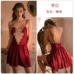 Guiruo brand's new waistband puffy skirt slimming pajamas lace embroidered suspender pajamas home suit 1251