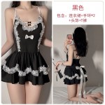 Guiruo Fun Underwear Sexy Deep V Lace Sweet Fluffy Skirt Maid Sling Sleeping Dress Uniform Sexy Set 1390