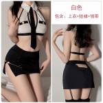 Guiruo Fun Lingerie Sexy Dew Breast Temptation Three Point Split Wrap Hip Skirt Temptation Professional Uniform Set 1585