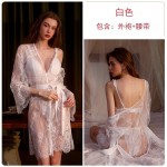 Guiruo Fun Lingerie Sexy Lace and Chest Cushion Three Point Small Chest Gathering Outer Robe Perspective Temptation Uniform Fury Set