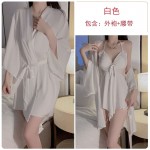 Guiruo Bride Morning Robe Sexy Backless Temptation Ice Silk Pajamas Comfortable and Simple Outer Robe Home Suit Set P3945