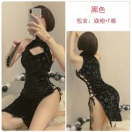 Guiruo Fun Lingerie Women's Sexy Lacing Temptation System Clothing Republic of China Style Side Split Hollow Qipao 674