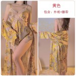 Guiruosi Smooth Satin Lace and Chest Cushion Sexy Suspender Top Shorts Lazy Outer Robe Women's Home Suit Set