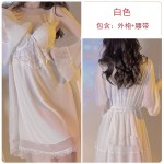 Guiruo Sexy Pure Desire Style Small Chest Gathering with Chest Cushion Steel Ring Hanging Strap Sleeping Dress Outer Robe Women's Homewear Set 2679