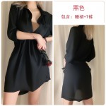 Guiruo Fun Underwear Sexy Chiffon Perspective Deep V Temptation Shirt OL Role Playing Professional Uniform Set 683