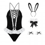 Guiruo Fun Lingerie Sexy Velvet Dew Breast Attraction Hidden Buckle Open Range Bodysuit Rabbit Girl Uniform Set 1028