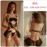 Guiruo Fun Lingerie Sexy Lace Passion No Take Off Maid Lace Lacing Puffy Dress Uniform Sao Set Issued on behalf of 1555