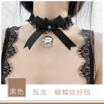 Guiruo Fun Lingerie Lace Elastic Collar Necklace Ornament Cat Girl Maid Bow Knot Bell Collar Sent on behalf of P21