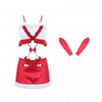 Guiruo Fun Underwear Sexy Christmas Velvet Open Back Suspended Dress Rabbit Girl Role Playing Uniform Set 2434