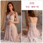 Guiruo Fun Lingerie Sexy Lace Perspective Attractive Comfortable Pure Desire Sling Sleeping Dress Outer Robe Uniform Set 2291