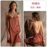 Qiruo Brand Autumn and Winter Women's Private Small Chest Pajamas Sexy Satin Suspended Nightwear Home Suit Set Sent on behalf of 1320