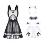 Guiruo Fun Lingerie Classic Black and White Hot Little Maid Dress Open Hip Louri Spicy Girl Uniform Set 3015