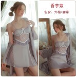 Rose like spring and summer sweetness, with a chest cushion and ice silk for comfort. Open back suspenders, pajamas, girls' outerwear, home clothing set 3140