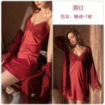 Guiruo Spring/Summer Sexy Lace up Cardigan Solid Lace Hanging Sleeping Dress Small Chest Display Large Home Fur Set 19183