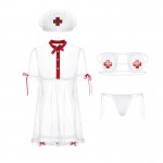 Guiruo Fun Lingerie Sexy and Attractive Perspective Mesh Skirt Hot Shirt Collar Female Nurse Uniform Set 2919