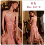 Guiruo Fun Lingerie Sexy Lace Perspective Attractive Comfortable Pure Desire Sling Sleeping Dress Outer Robe Uniform Set 2291