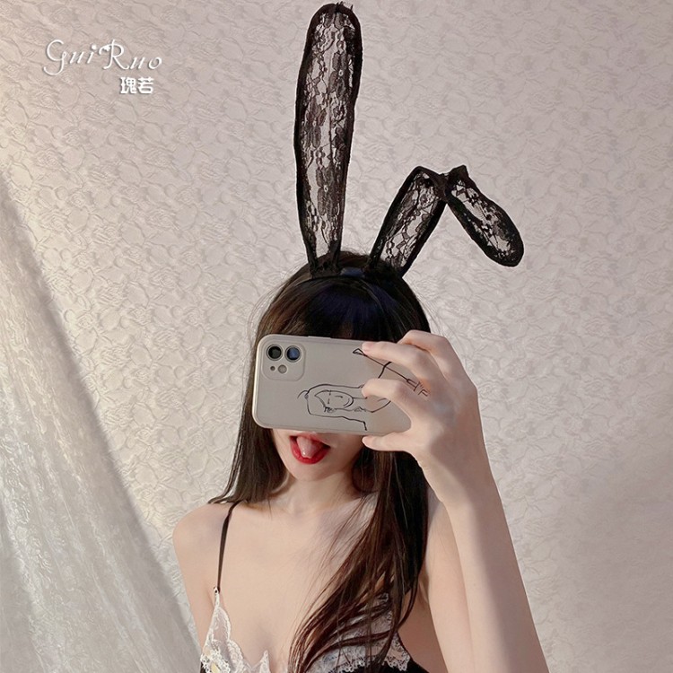 Guiruo New Product Sexy and Fun Underwear Uniform Seduction Accessories Hair Hoops Lace Veil Eye Mask Rabbit Ears 014