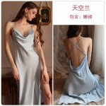 Guiruo Brand Pants Pajamas Solid Color Casual Sleeveless Open Back Temptation Sling Sleeping Dress Women's Home Furnishing Set 2122