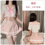 Guiruo Fun Underwear Sexy Open Waist Pleated Short Skirt Doll Neck Comfortable Student Dress Sweet Uniform Set 2627