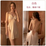 Qiruo Brand Autumn and Winter New Sleepwear Women's Hollow out Temptation Open Back Suspended Sleepwear Lace up Home Furnishing Set 1512