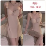 Guiruo Sexy Open Back with Chest Cushion Steel Ring Gathering Light Luxury Satin Nightgown Outer Robe Women's Home Set P3119